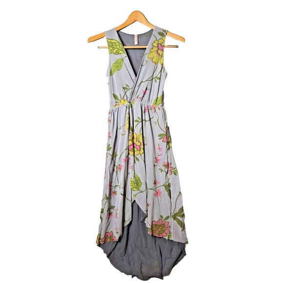 Sweat Pea Womens Hi-Low Floral Maxi Dress Sleeveless Faux Wrap Gray Size Medium - Picture 1 of 12